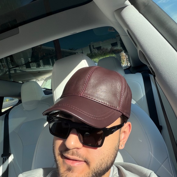 Burgundy Genuine Leather Cap Leather Baseball Cap Handmade Leather Cap Unisex - Picture 3 of 6
